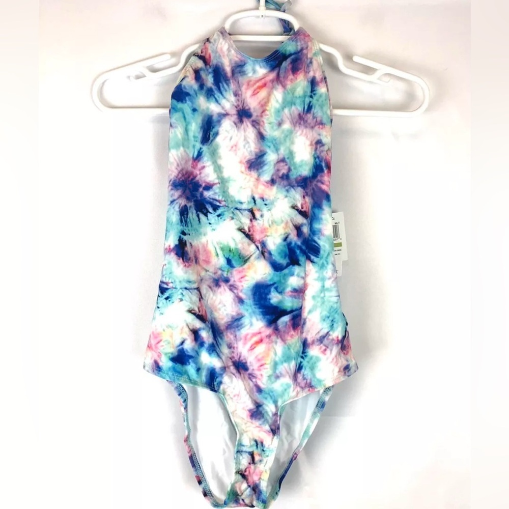Splendid Girl’s High Neck Tie Dye One Piece Swimsuit Size 14